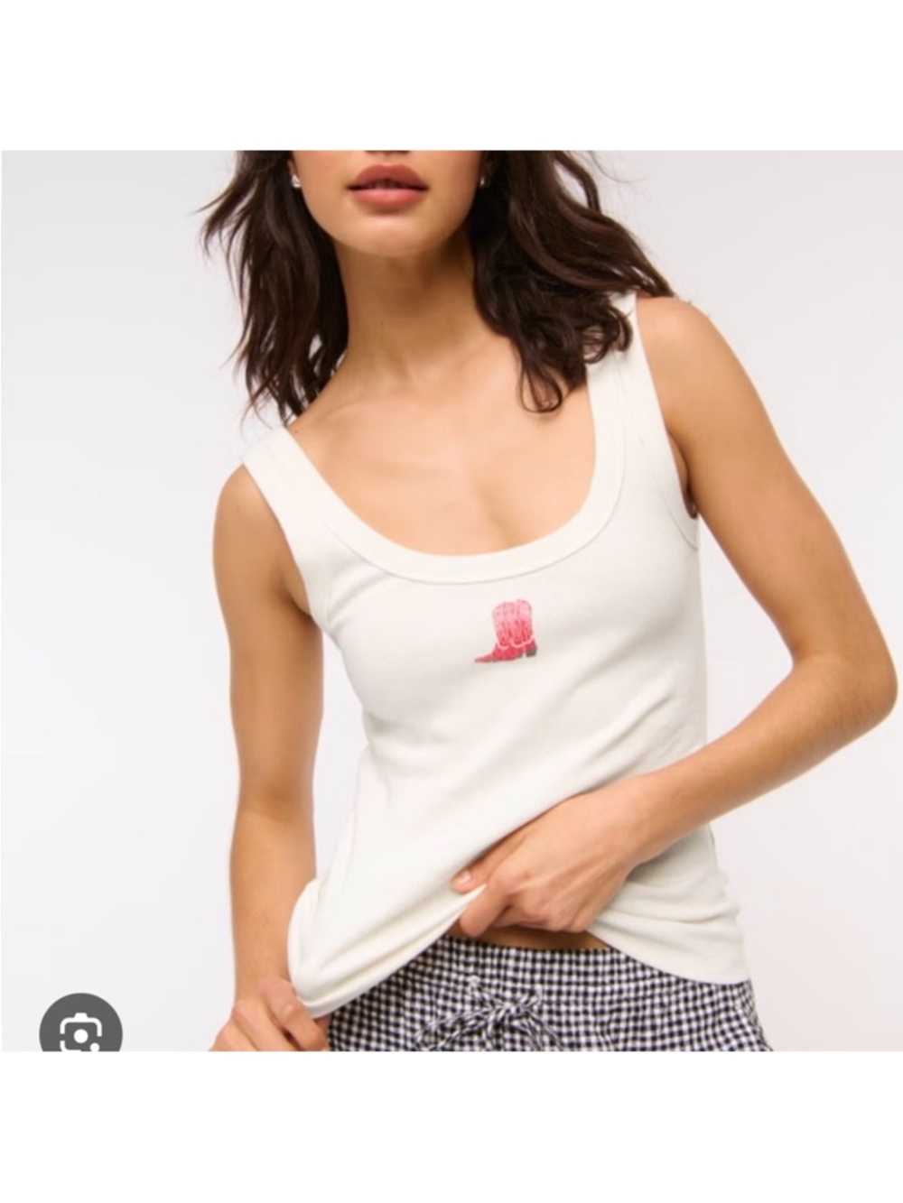 Abercrombie & Fitch White Tank Top with Red Boot Design